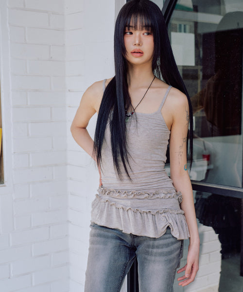 Cynthia Frill Sleeveless Set [GREY]