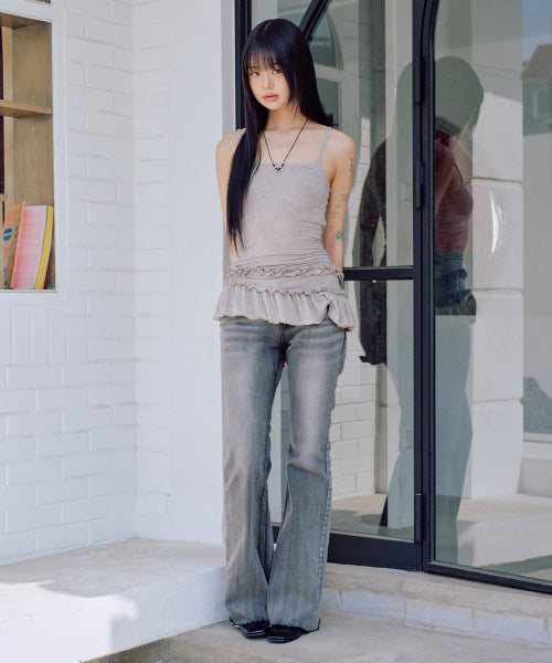 Cynthia Frill Sleeveless Set [GREY]