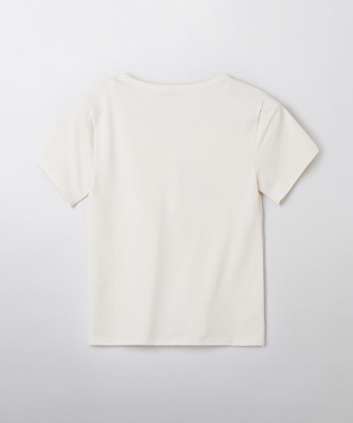 (CONANICUT) Henley neck cropped short-sleeved T-shirt_SRPF37G51