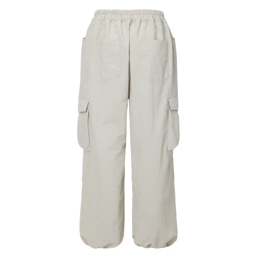 Shirring Parachute Pants (light gray)
