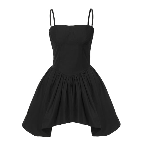 Flare Layered Mini Dress (black)