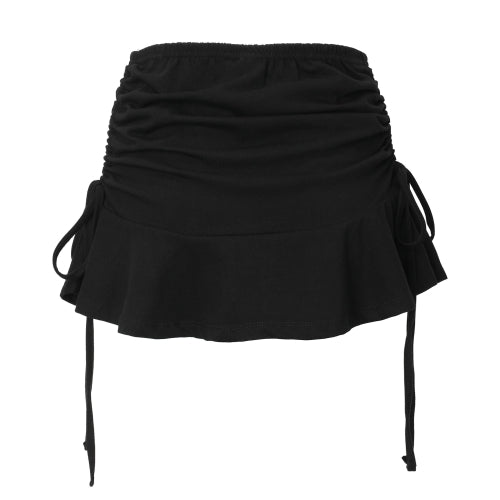 Ribbon Shirring Skirt (black)