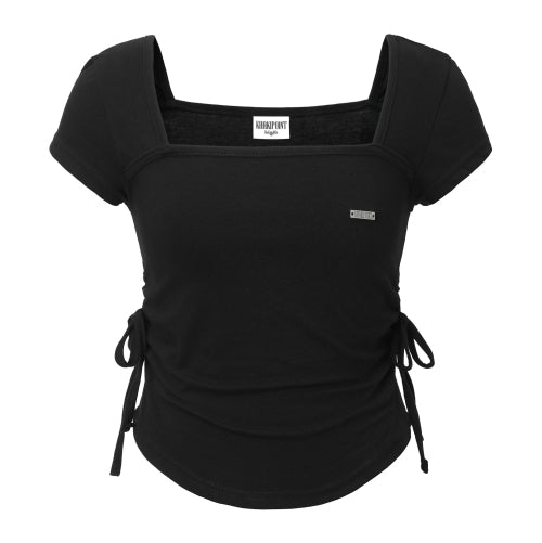 Ribbon Shirring T-shirt (black)