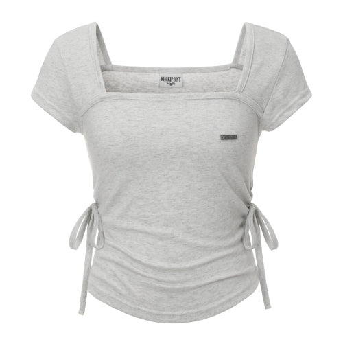Ribbon Shirring T-shirt (melange)