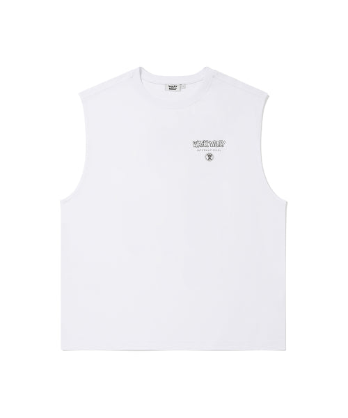 Summer Print Sleeveless T-shirt White