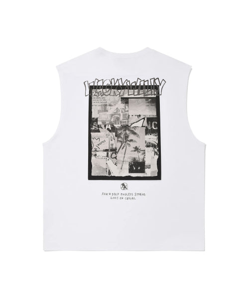 Summer Print Sleeveless T-shirt White