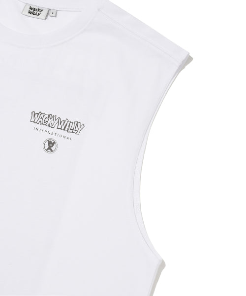 Summer Print Sleeveless T-shirt White
