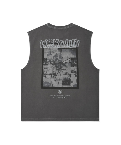 Summer Print Sleeveless T-shirt Charcoal