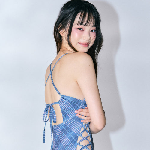 Checkered Monokini [NAVY]