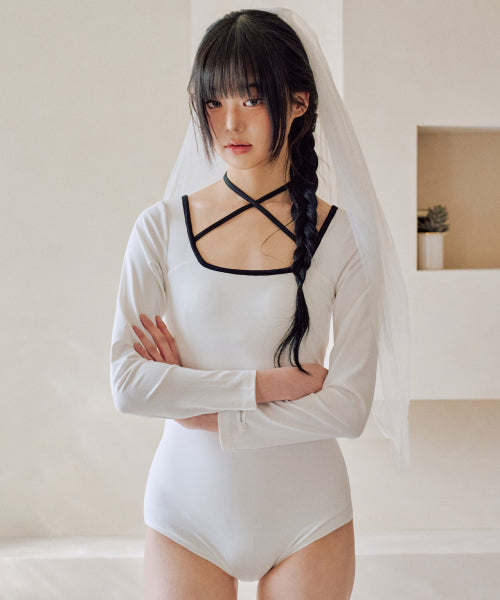 Square Ribbon Monokini [WHITE]