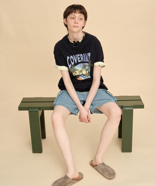 Denim cargo shorts light blue