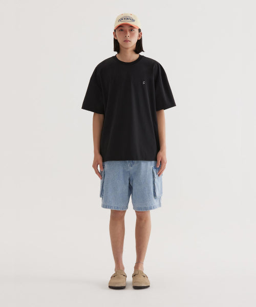 Denim cargo shorts light blue