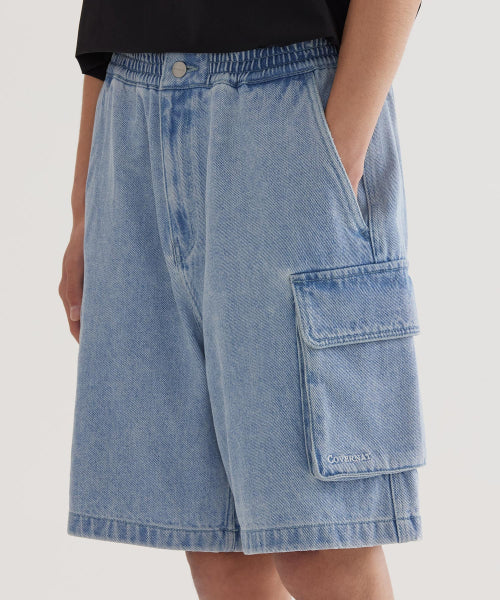 Denim cargo shorts light blue