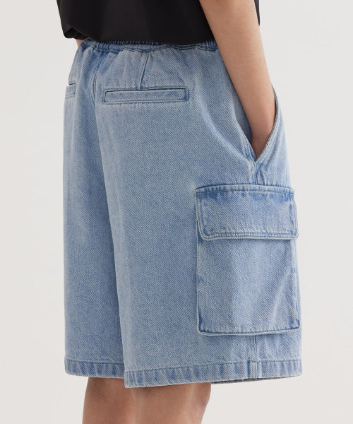 Denim cargo shorts light blue
