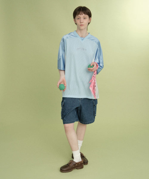 denim cargo shorts blue