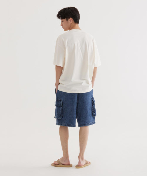 denim cargo shorts blue