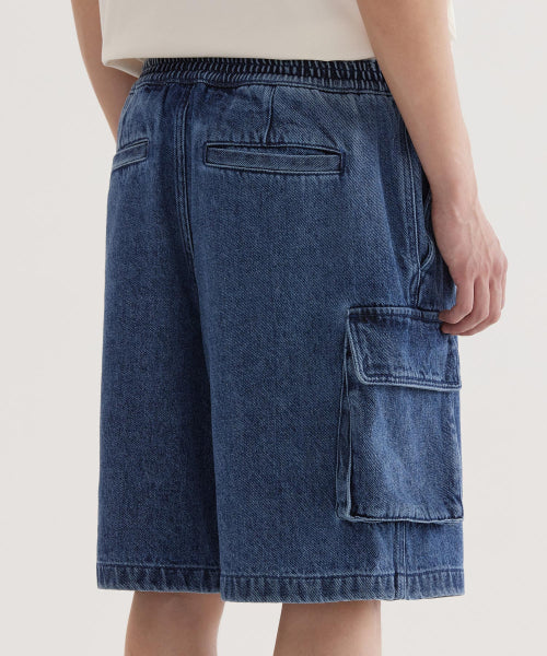denim cargo shorts blue