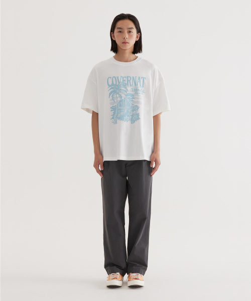 Cool Cotton Sunset Tropical Graphic T-shirt White
