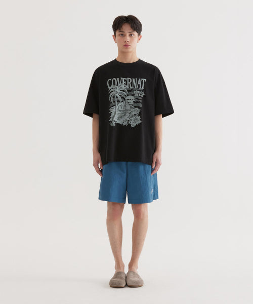 Cool Cotton Sunset Tropical Graphic T-shirt Black