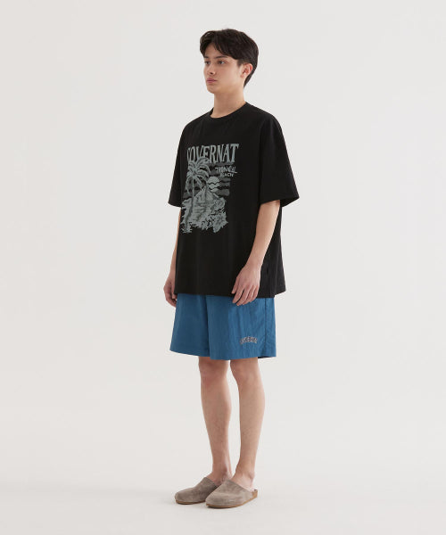 Cool Cotton Sunset Tropical Graphic T-shirt Black