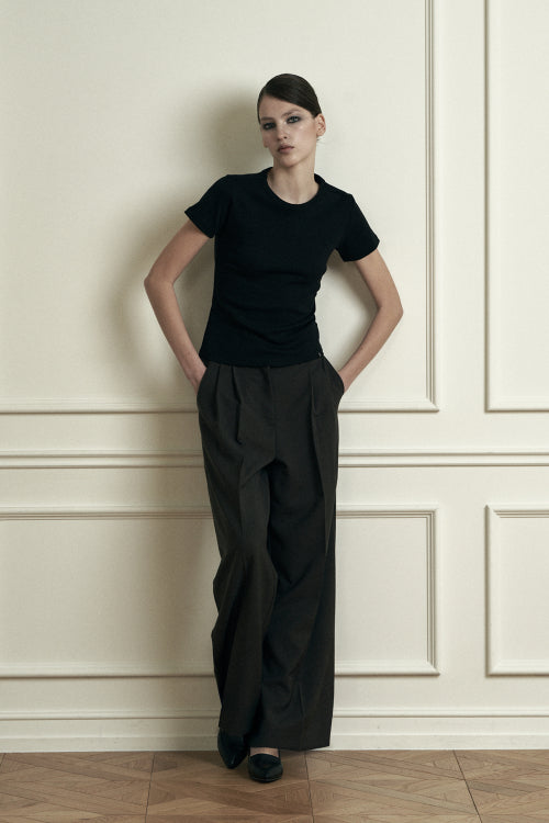 Plain wide slacks charging