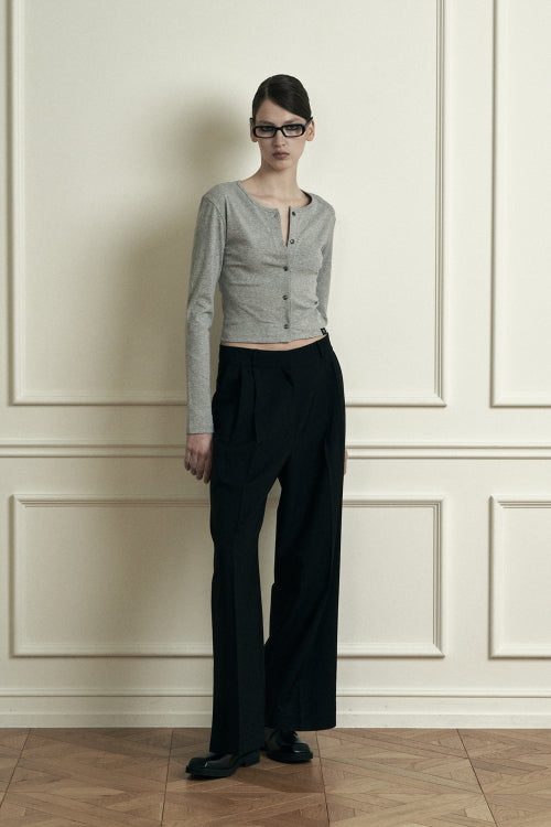 plain wide slacks black
