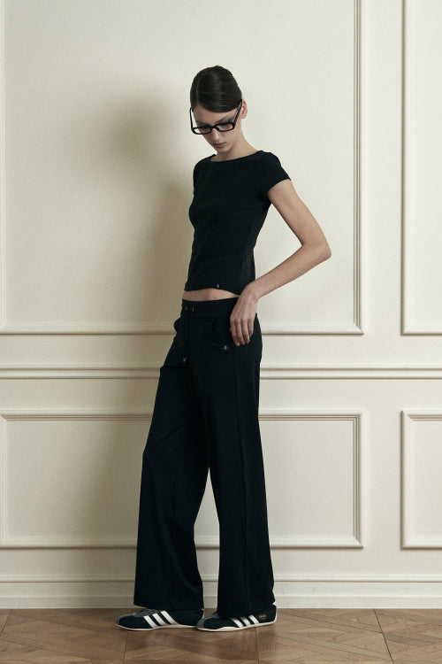 plain leggings straight pants black