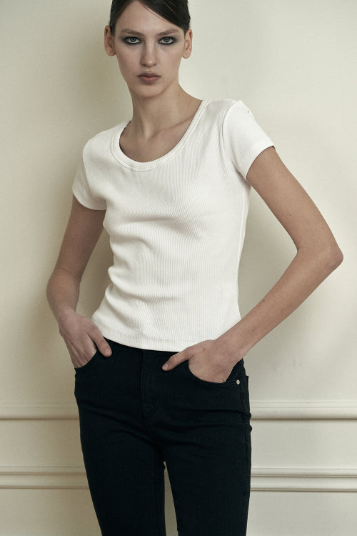 Plain Lip Short Sleeve White
