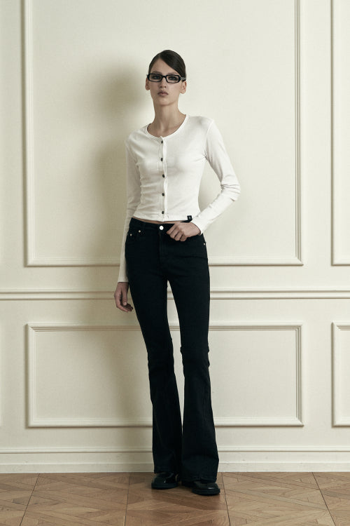 plain basic denim pants black