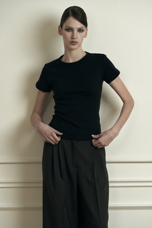 plain basic short sleeve black