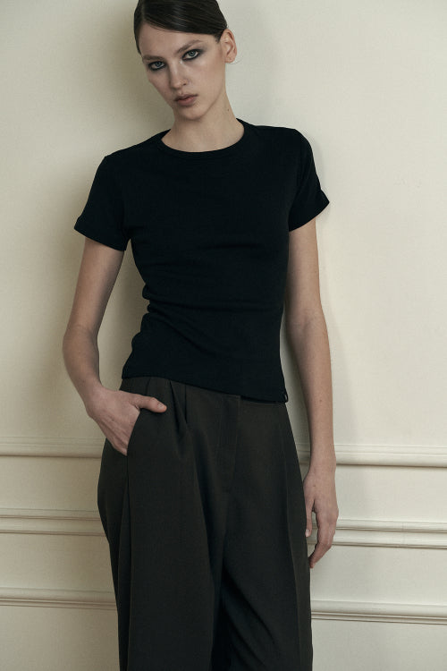plain basic short sleeve black