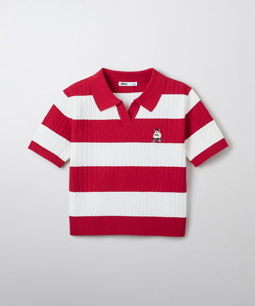 (Woody) Cable Half-Open Short-Sleeved Knitwear (SPKWF24G51RE)_SPKWF37G51