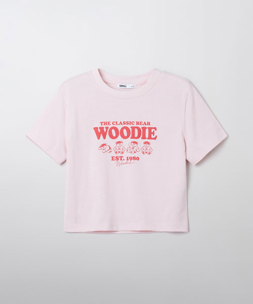 (Woody) Cropped short-sleeved T-shirt (SRPF24G54RE)_SRPF37G52
