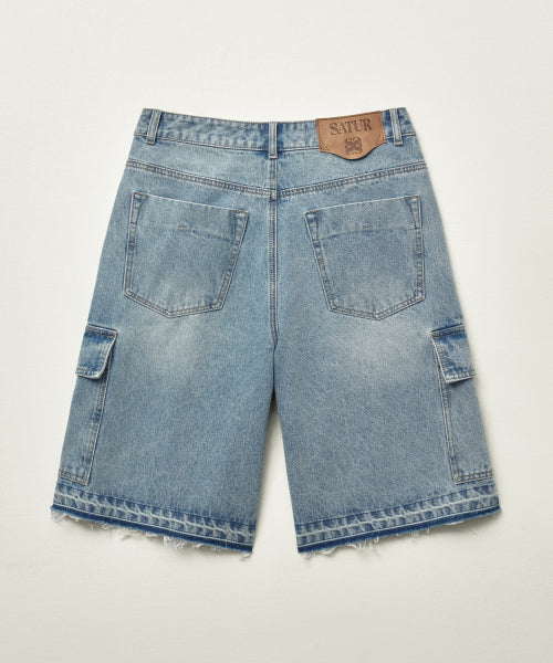 Cargo Bermuda Denim Shorts Light Blue