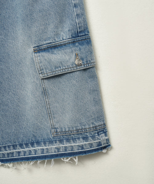 Cargo Bermuda Denim Shorts Light Blue