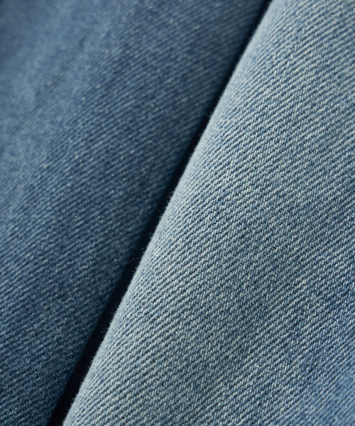 (W) Pleats Denim Midi Skirt Blue