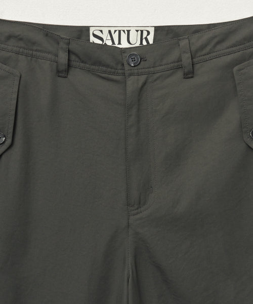 Wide String Cargo Pants Charcoal