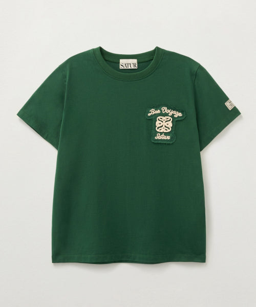 Bon Voyage Raw-Cut Applique T-Shirt Deep Green