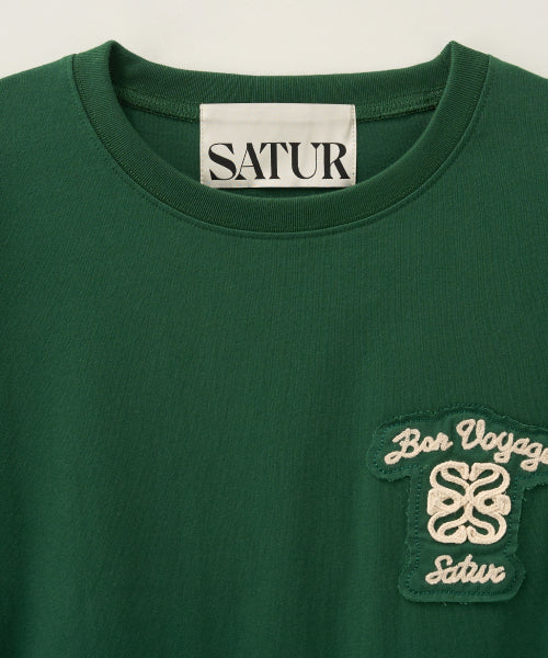 Bon Voyage Raw-Cut Applique T-Shirt Deep Green