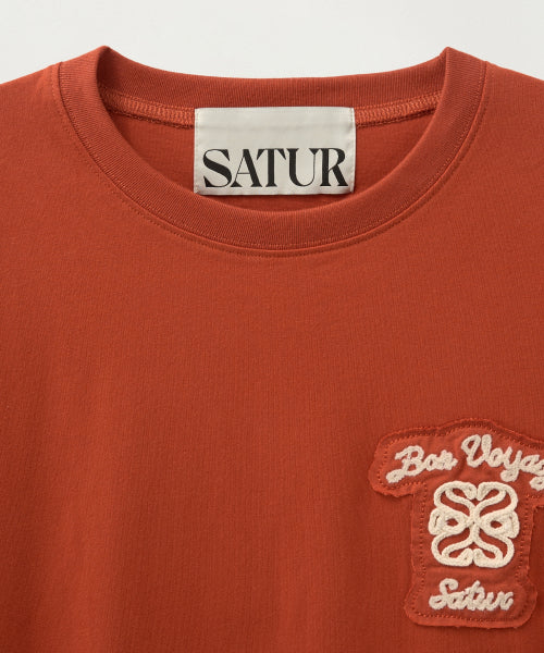 Bon Voyage Raw-Cut Applique T-Shirt Brick Orange