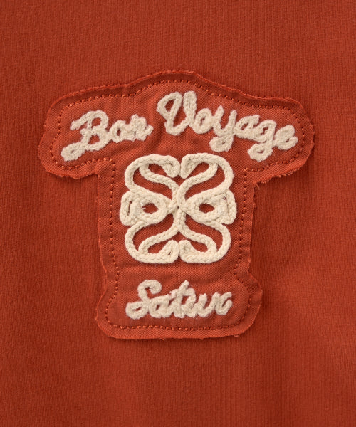 Bon Voyage Raw-Cut Applique T-Shirt Brick Orange