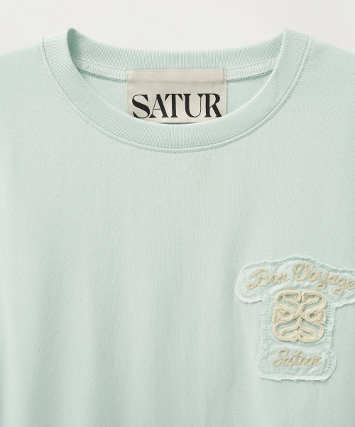 Bon Voyage Raw-Cut Applique T-Shirt Ice Blue