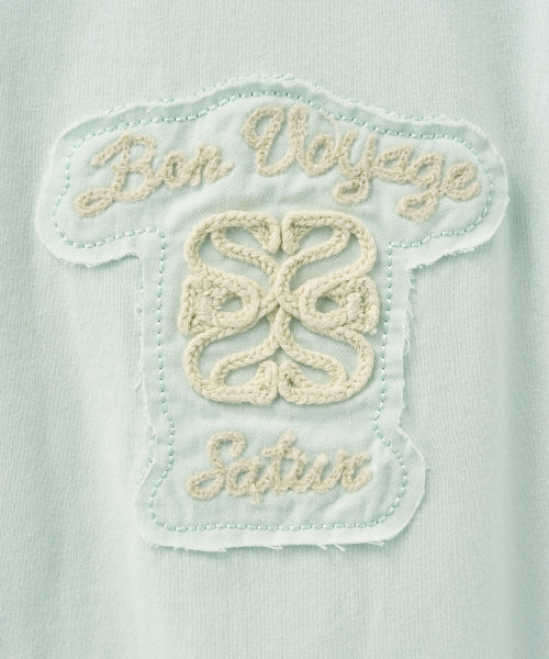 Bon Voyage Raw-Cut Applique T-Shirt Ice Blue