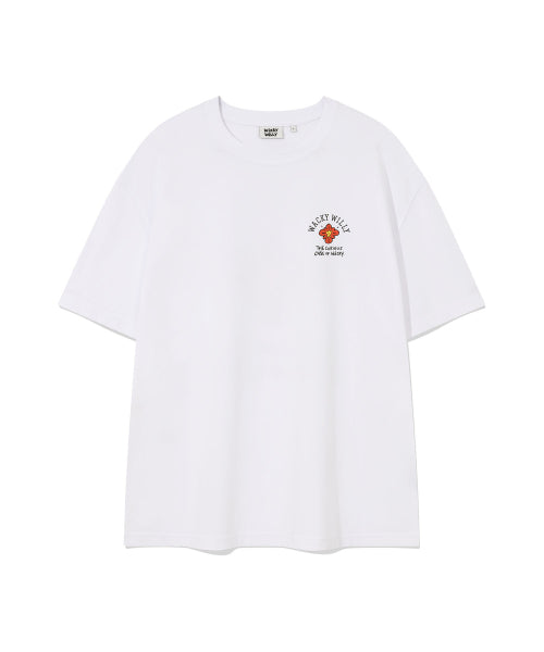 Flower Khaki Short-Sleeved T-Shirt White
