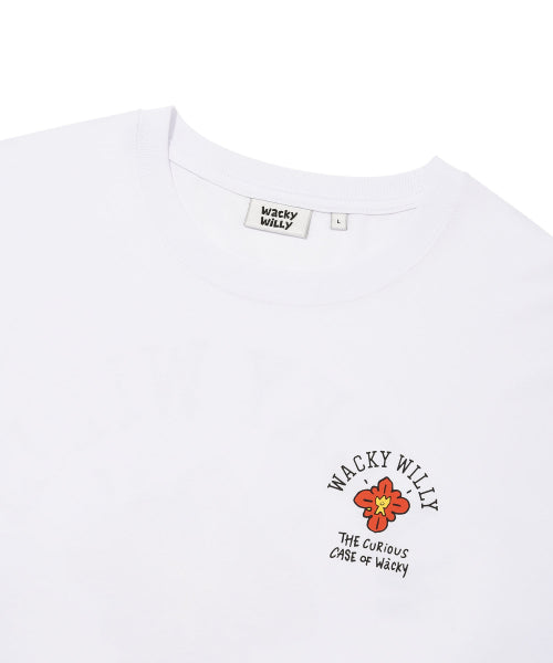 Flower Khaki Short-Sleeved T-Shirt White