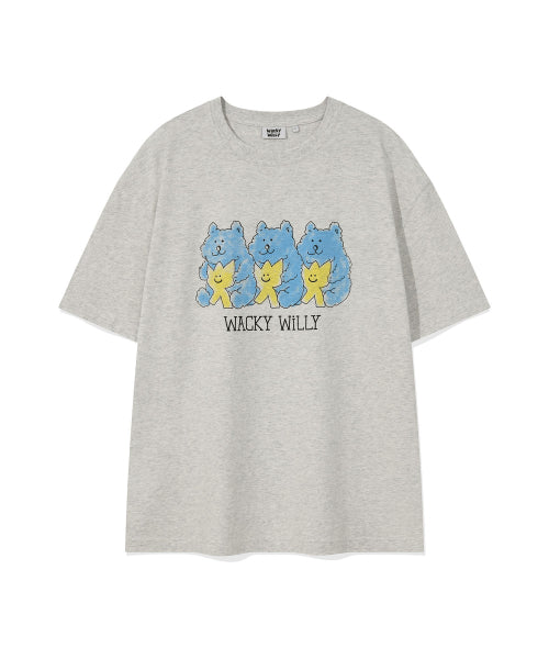 Bear printed short-sleeved T-shirt light gray