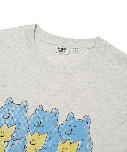 Bear printed short-sleeved T-shirt light gray