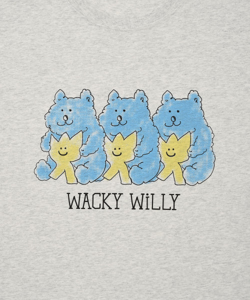 Bear printed short-sleeved T-shirt light gray