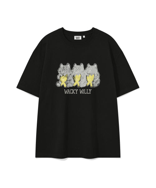 Bear Print Short-Sleeved T-Shirt Black