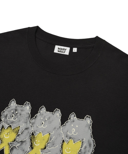Bear Print Short-Sleeved T-Shirt Black